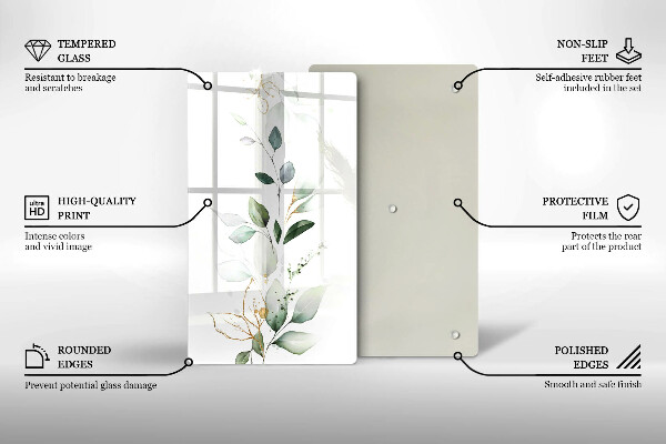 Protège plaque de cuisson Feuilles d'aquarelle