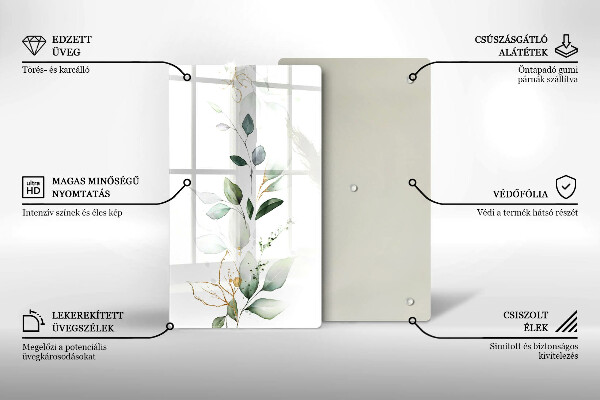 Protège plaque de cuisson Feuilles d'aquarelle