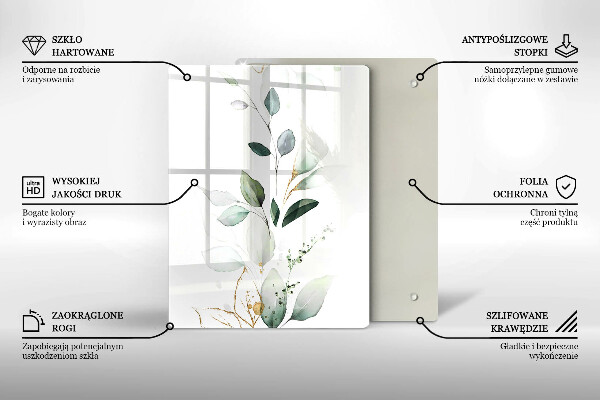 Protège plaque de cuisson Feuilles d'aquarelle