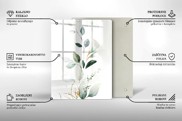 Protège plaque de cuisson Feuilles d'aquarelle