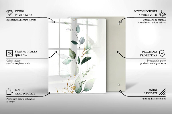 Protège plaque de cuisson Feuilles d'aquarelle