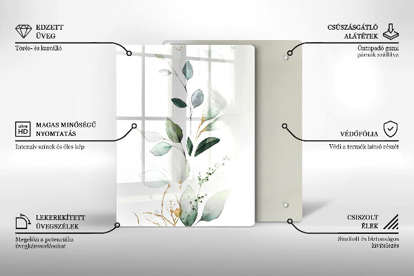 Protège plaque de cuisson Feuilles d'aquarelle