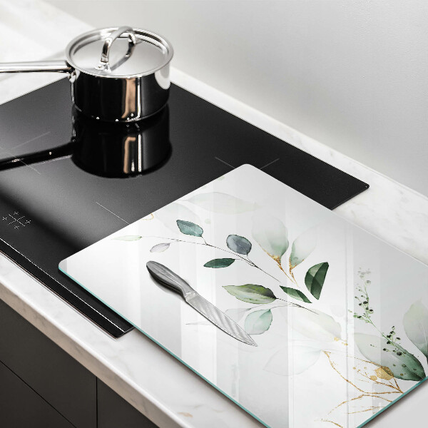 Protège plaque de cuisson Feuilles d'aquarelle