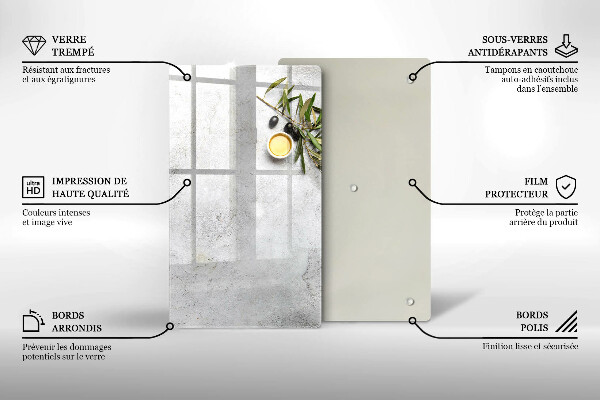 Protège plaque de cuisson Olives sur béton
