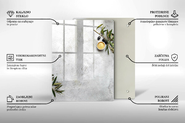 Protège plaque de cuisson Olives sur béton