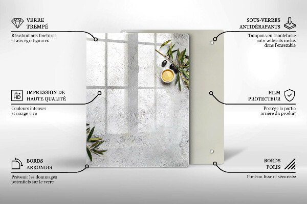 Protège plaque de cuisson Olives sur béton