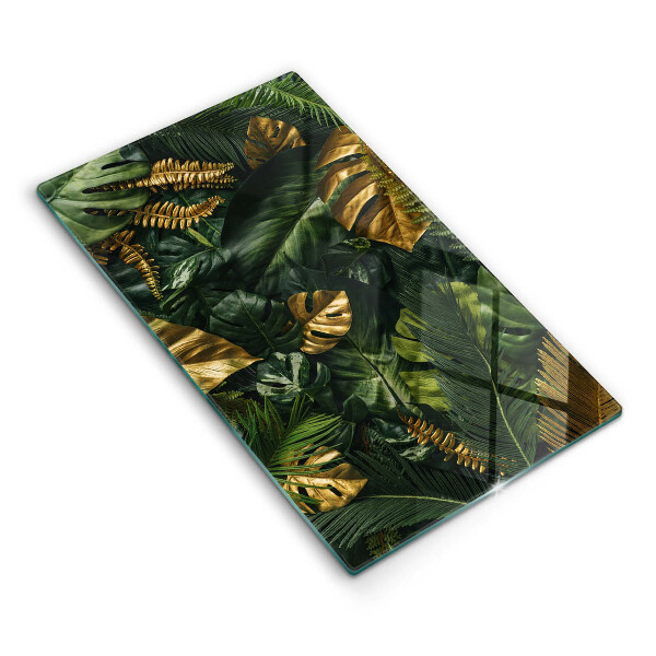 Protège plaque de cuisson Feuilles de monstera dorées