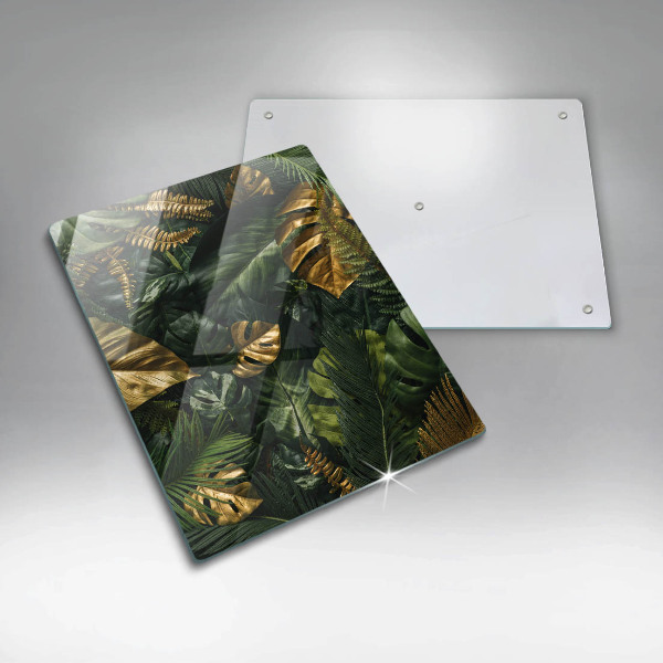 Protège plaque de cuisson Feuilles de monstera dorées