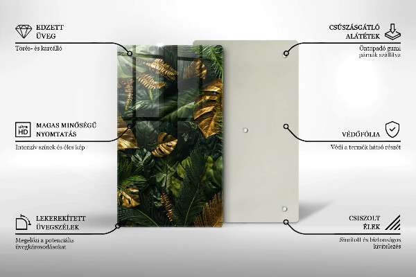 Protège plaque de cuisson Feuilles de monstera dorées
