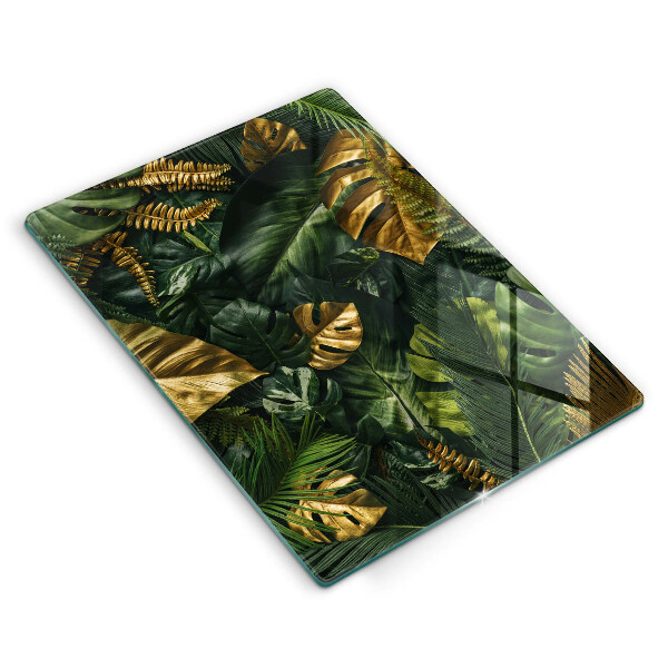 Protège plaque de cuisson Feuilles de monstera dorées
