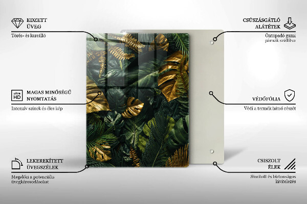 Protège plaque de cuisson Feuilles de monstera dorées