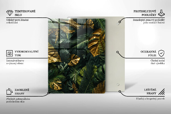 Protège plaque de cuisson Feuilles de monstera dorées