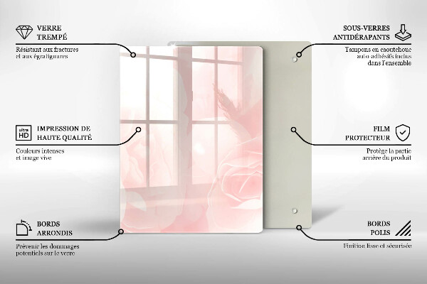 Protège plaque de cuisson Fond de roses pastel