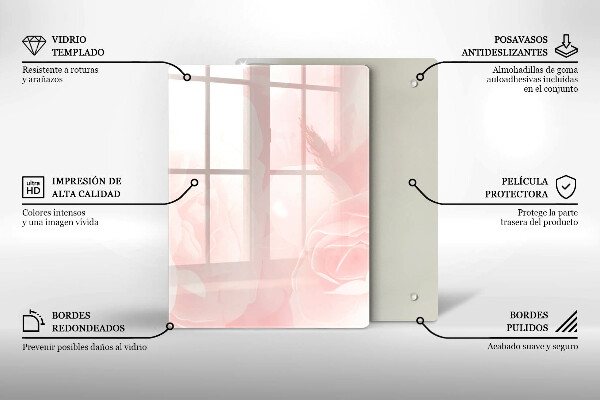 Protège plaque de cuisson Fond de roses pastel