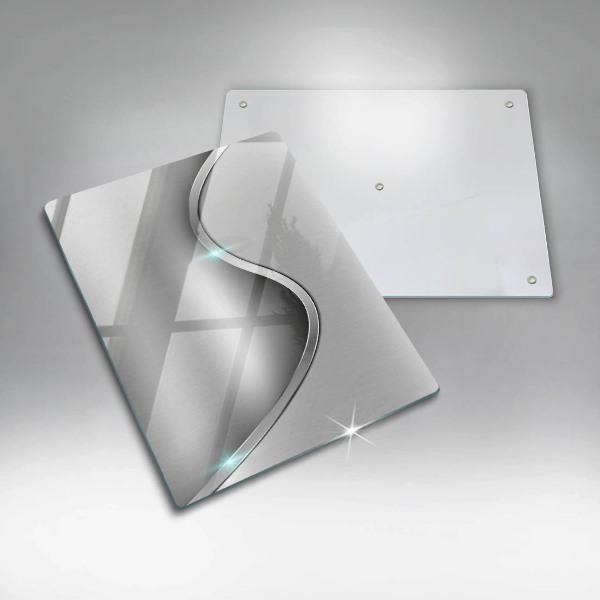 Protège plaque de cuisson Métal argenté abstrait