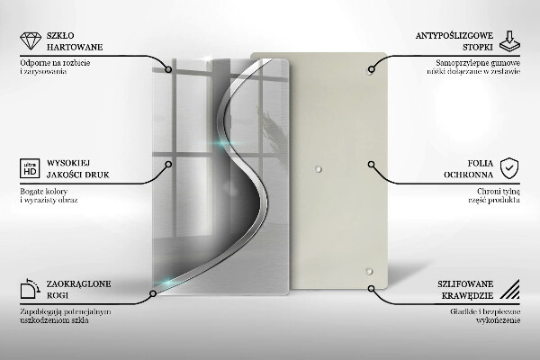 Protège plaque de cuisson Métal argenté abstrait