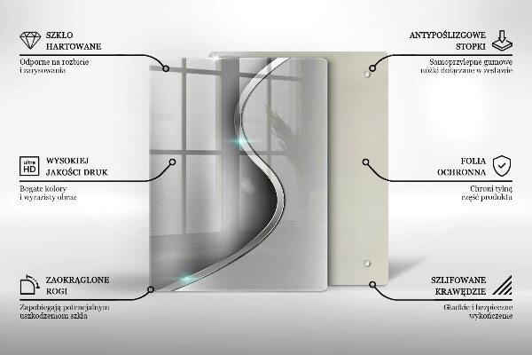 Protège plaque de cuisson Métal argenté abstrait