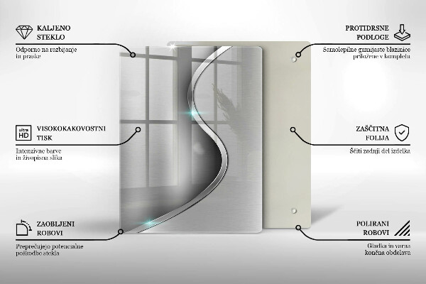 Protège plaque de cuisson Métal argenté abstrait