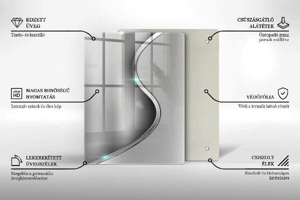 Protège plaque de cuisson Métal argenté abstrait