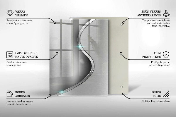 Protège plaque de cuisson Métal argenté abstrait