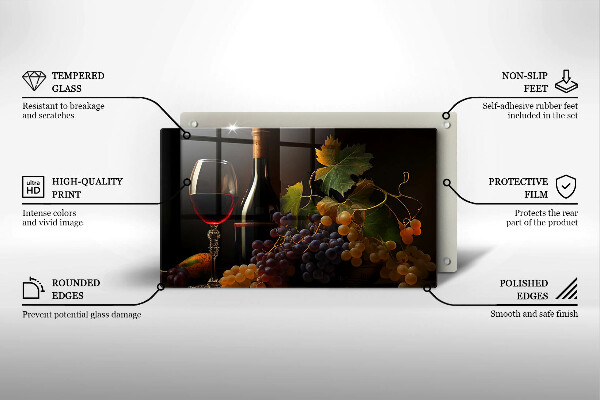 Protection plaque induction Verre de vin et de raisins