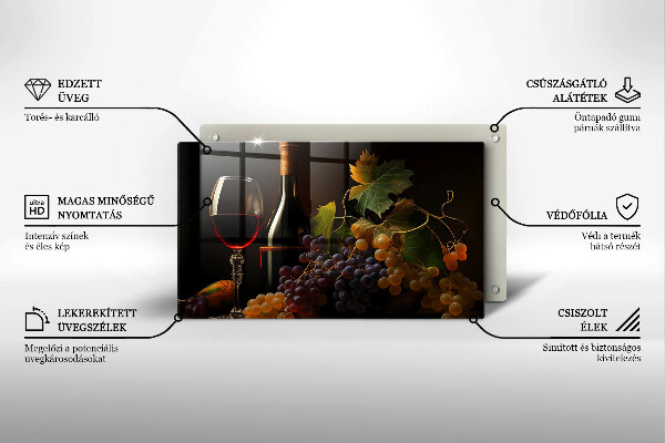 Protection plaque induction Verre de vin et de raisins