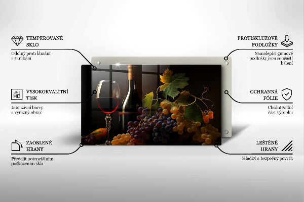 Protection plaque induction Verre de vin et de raisins