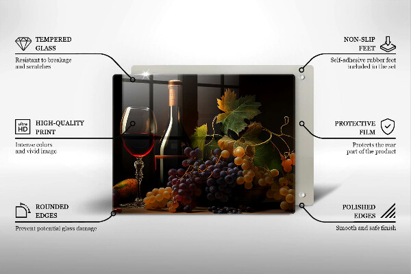 Protection plaque induction Verre de vin et de raisins