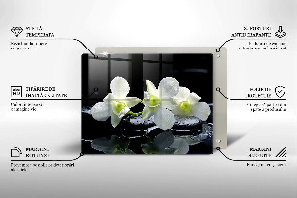 Protection plaque induction Fleurs blanches dans une eau zen