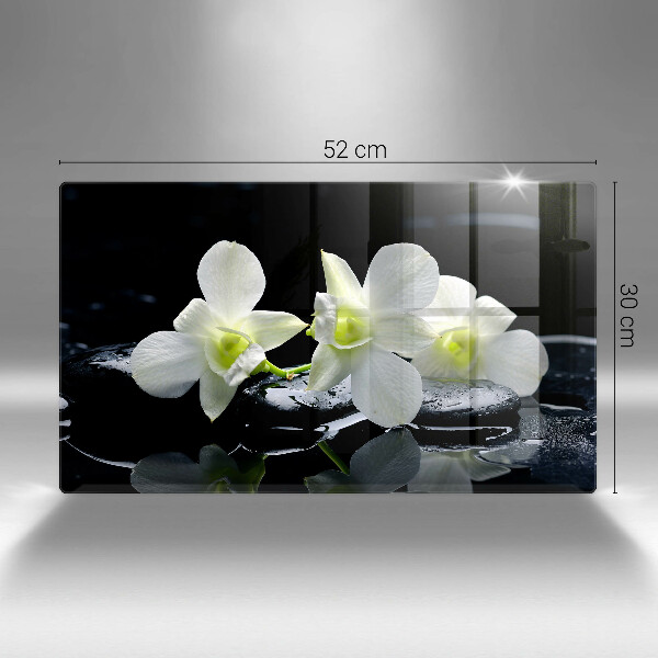 Protection plaque induction Fleurs blanches dans une eau zen