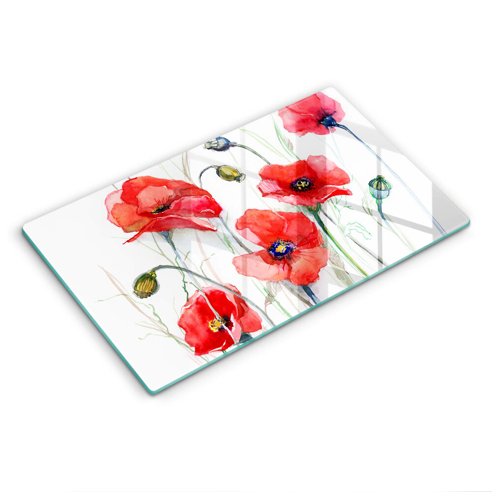 Protection plaque induction Fleurs de coquelicots rouges