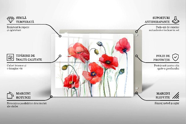 Protection plaque induction Fleurs de coquelicots rouges