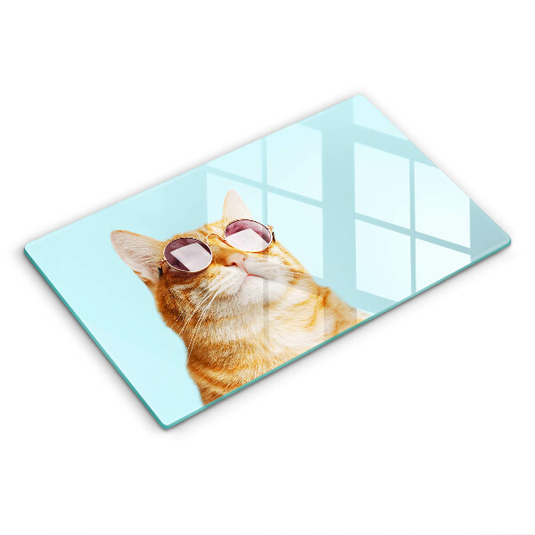 Protection plaque induction Chat rouge avec des lunettes