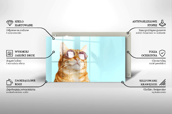 Protection plaque induction Chat rouge avec des lunettes