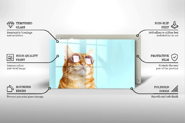 Protection plaque induction Chat rouge avec des lunettes