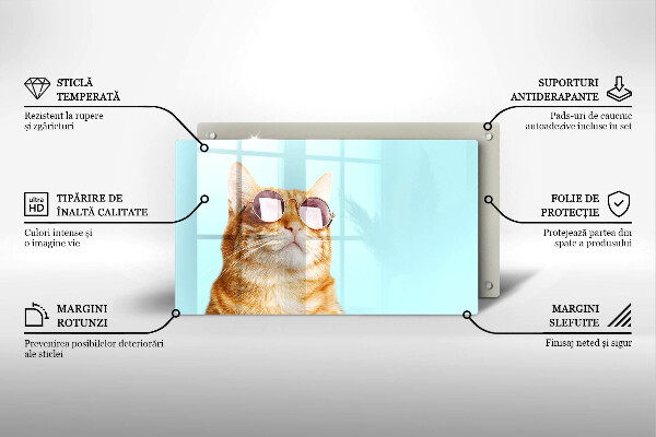 Protection plaque induction Chat rouge avec des lunettes