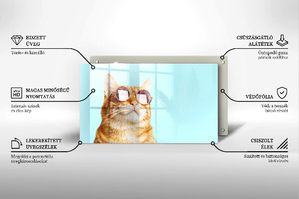 Protection plaque induction Chat rouge avec des lunettes