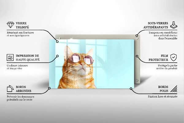 Protection plaque induction Chat rouge avec des lunettes