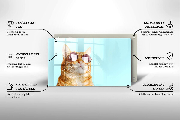 Protection plaque induction Chat rouge avec des lunettes