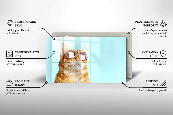 Protection plaque induction Chat rouge avec des lunettes