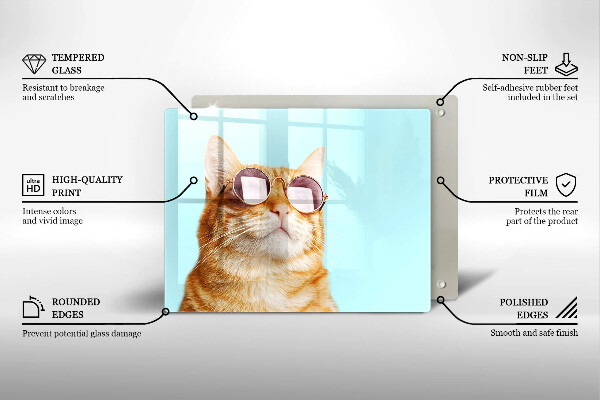 Protection plaque induction Chat rouge avec des lunettes