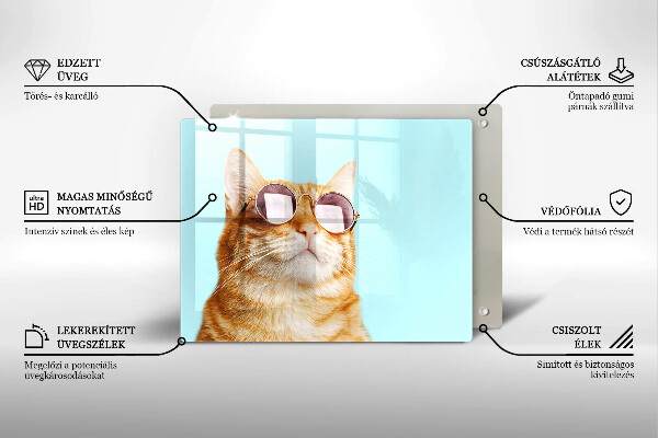 Protection plaque induction Chat rouge avec des lunettes