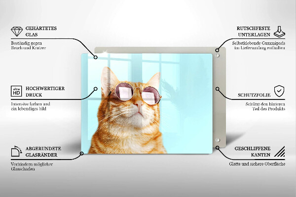 Protection plaque induction Chat rouge avec des lunettes