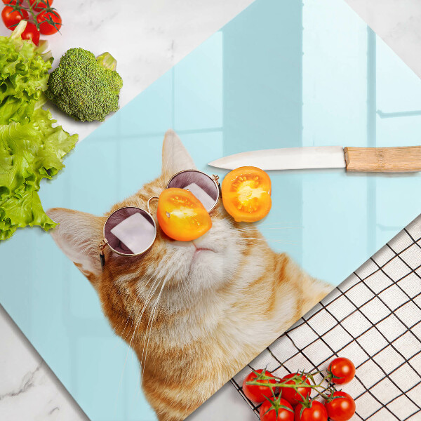 Protection plaque induction Chat rouge avec des lunettes