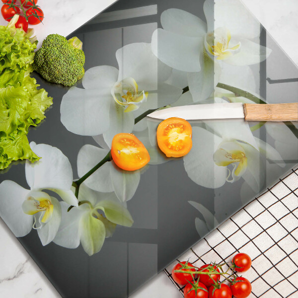 Protection plaque induction Fleurs d'orchidées blanches