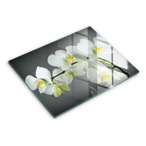 Protection plaque induction Fleurs d'orchidées blanches