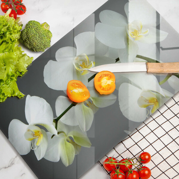 Protection plaque induction Fleurs d'orchidées blanches