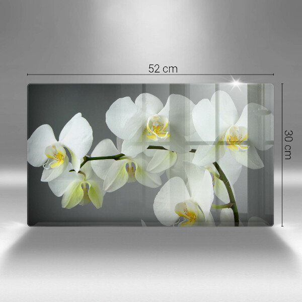 Protection plaque induction Fleurs d'orchidées blanches