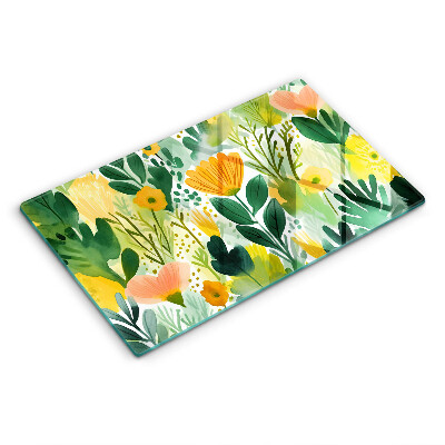 Protection plaque induction Fleurs peintes