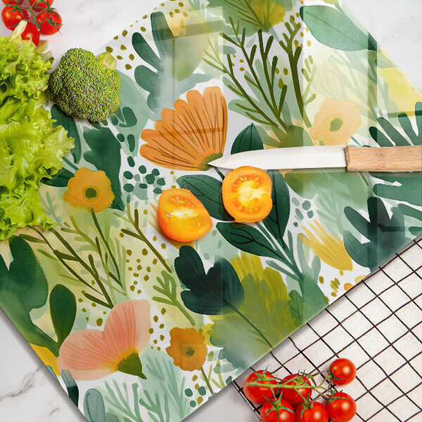 Protection plaque induction Fleurs peintes